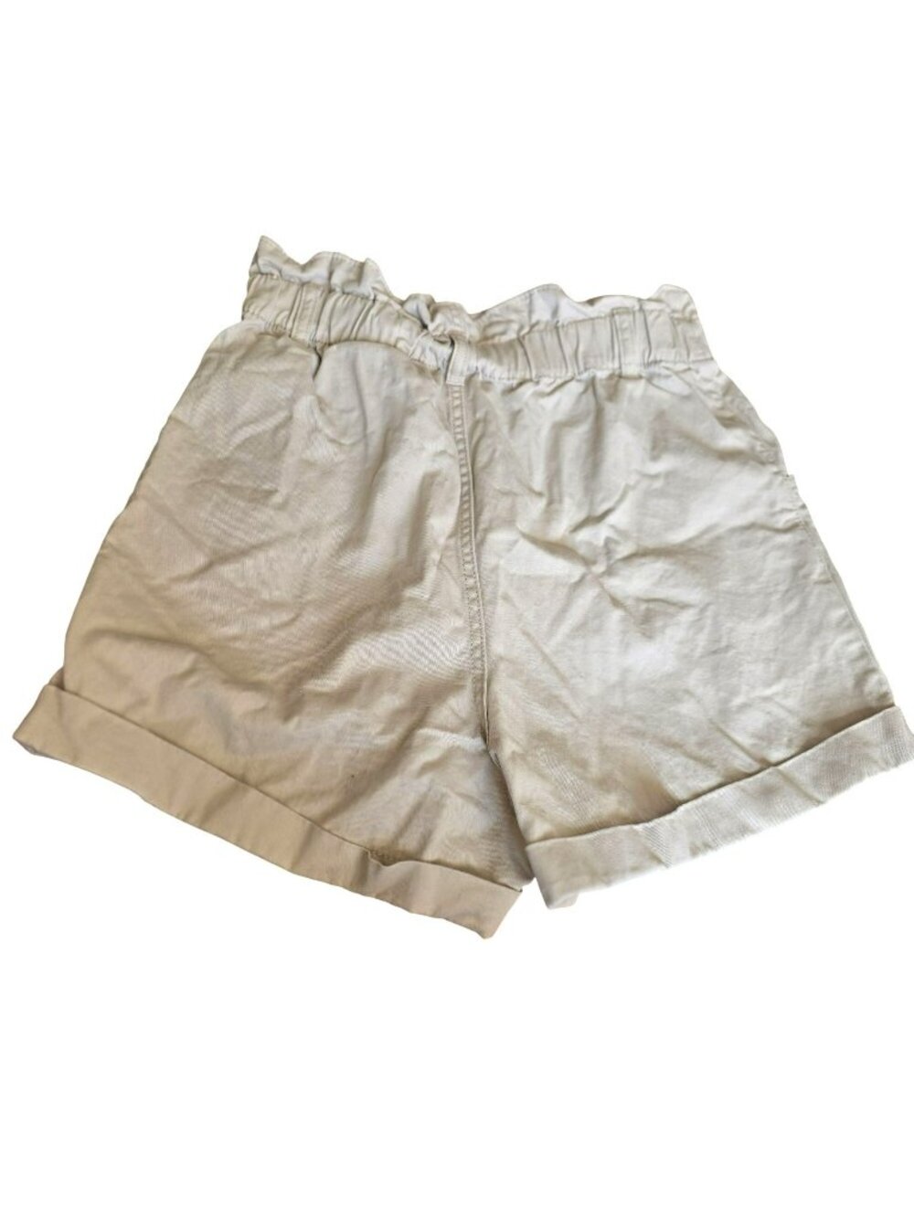 High-Waisted Paperbag Shorts Beige Size 8 Elastic Waist Forever 21 JJ3864